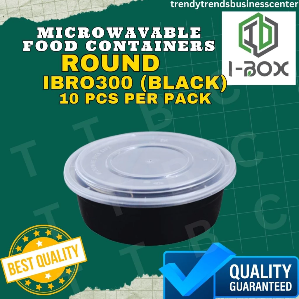 IBOX R0300/ 300ML BLACK CONTAINER ROUND SERIES