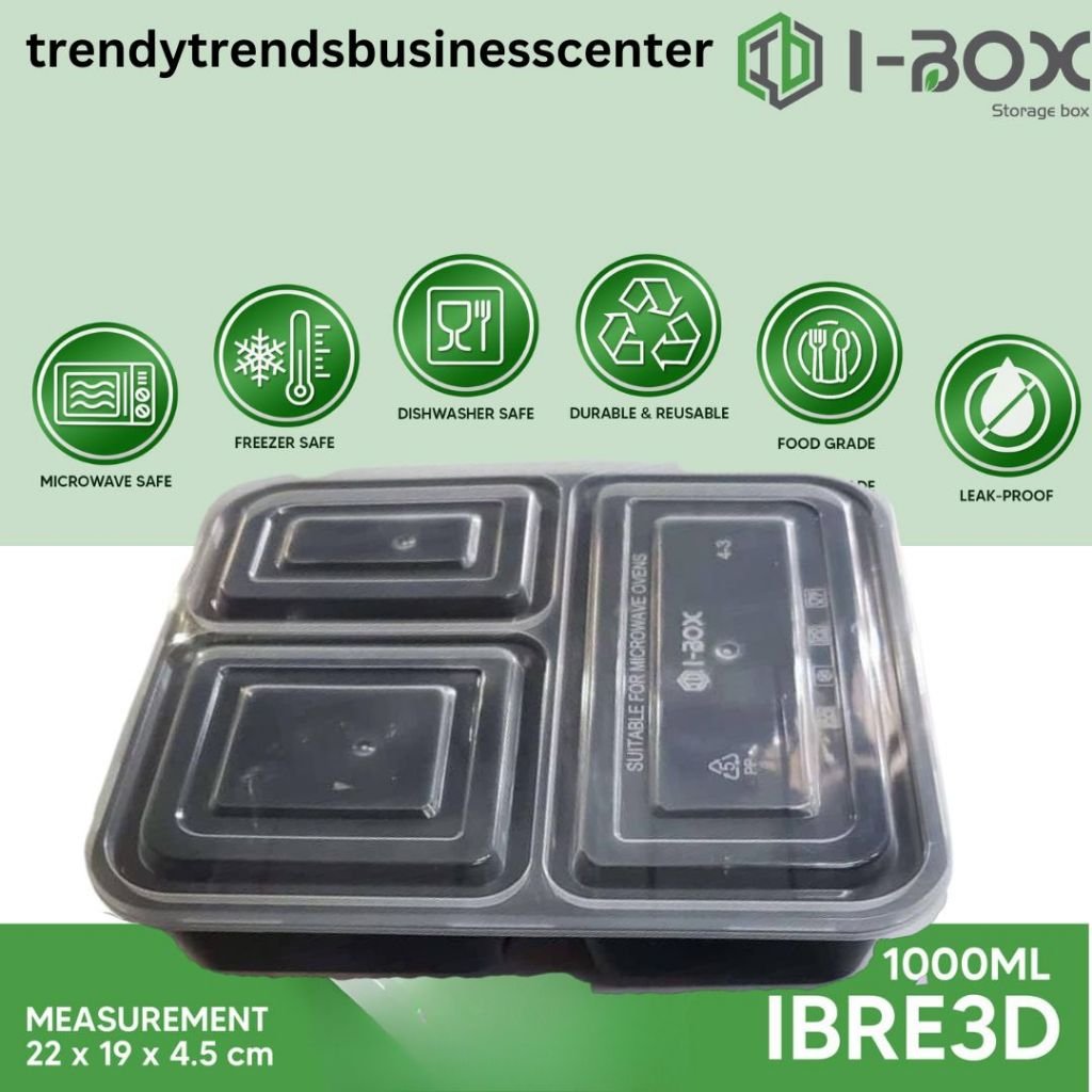 IBOX RE 2D/ 2 DIVISION WITH LID BLACK RECTANGULAR SERIES